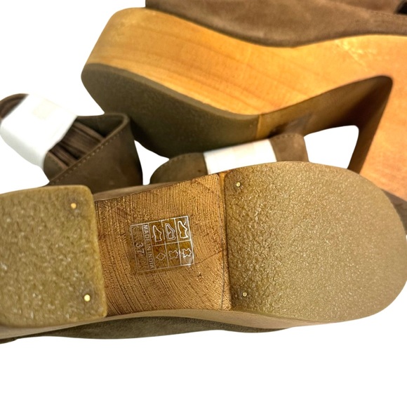 Free People Clog Touch The Sky Wrap Platform Sandal Suede Color:Taupe Size:37NEW - Picture 12 of 16